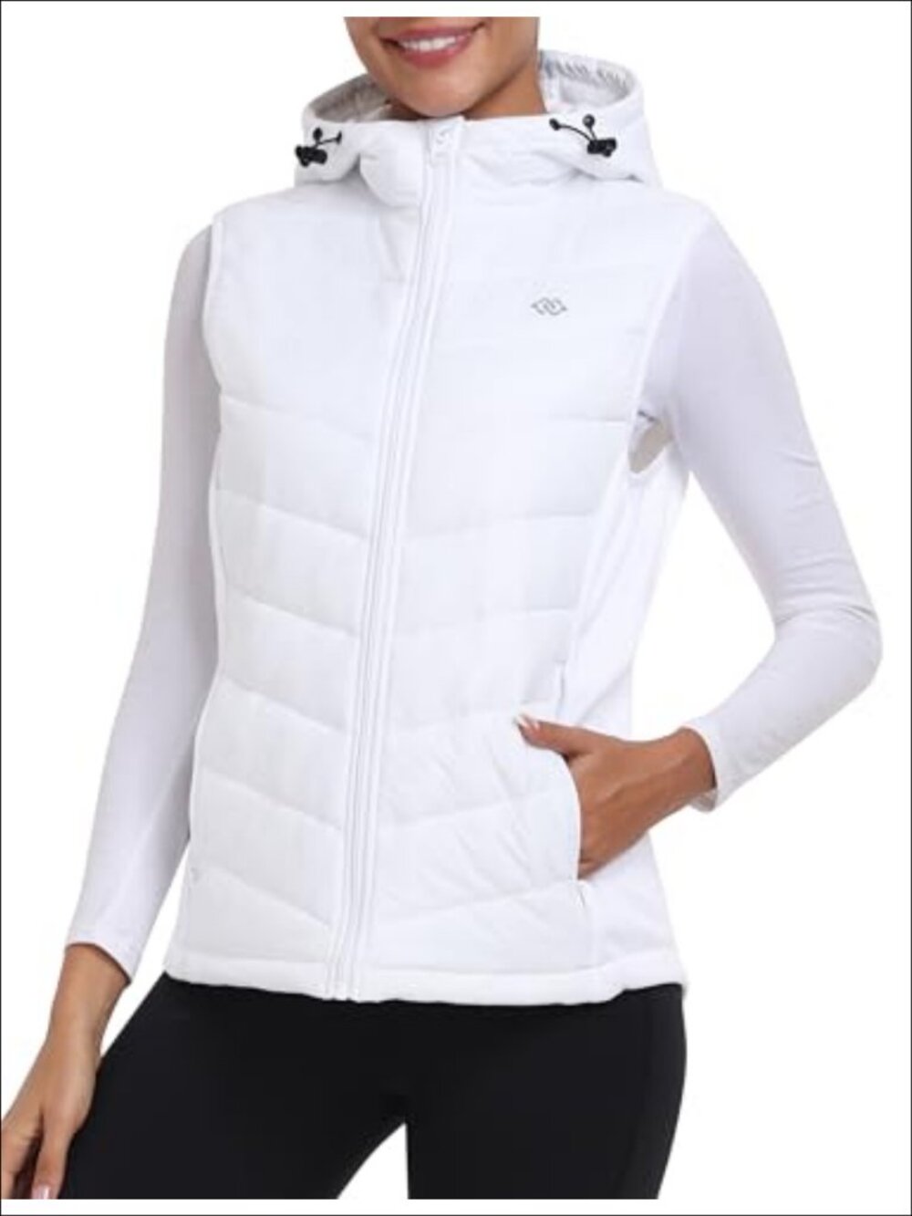 Quilted Puffer Vest Hooded Fleece Lined Lightweight Running Vest